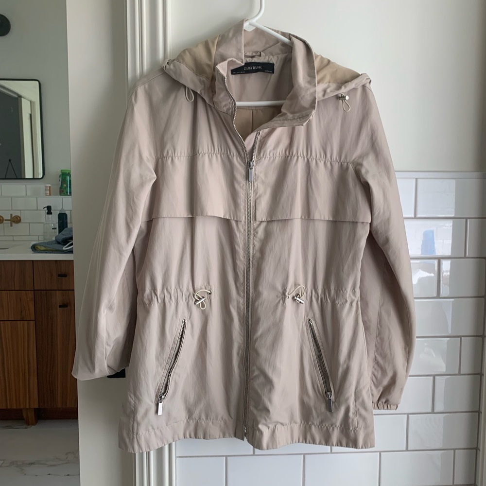 Zara basics rain coat, size small